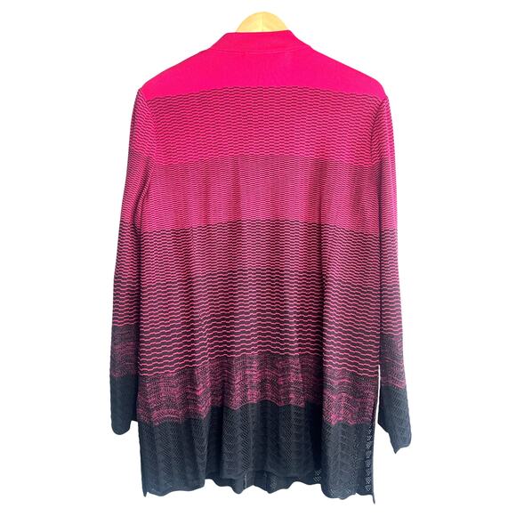 Ming Wang Large Pink Black Knit Cardigan Jacket | Double Breasted | Elegant Chic - Picture 5 of 7